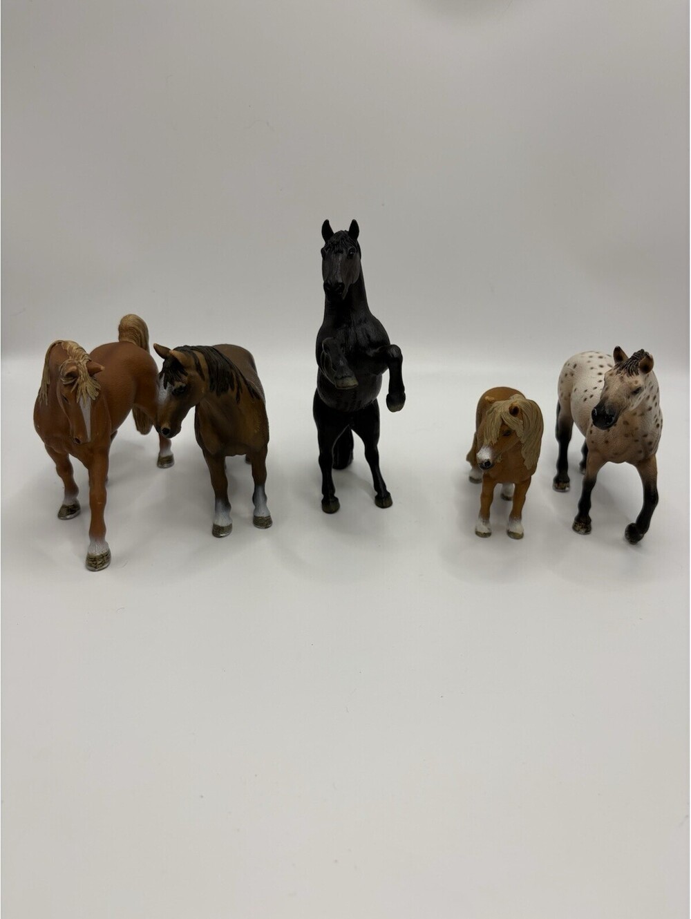 Retired Schleich Horse Figure Lot of 5 W/ Rearing Black Mustang 2006 VTG